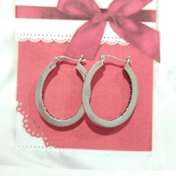 925 Sterling Silver Round Hoop Huggie Earrings Pink Sapphires Marcasites Signed - Picture 7 of 15